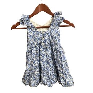 Janie and Jack Dress Betsy Tiered Blue Floral Toddler Size 3 Years Lined Ruffle